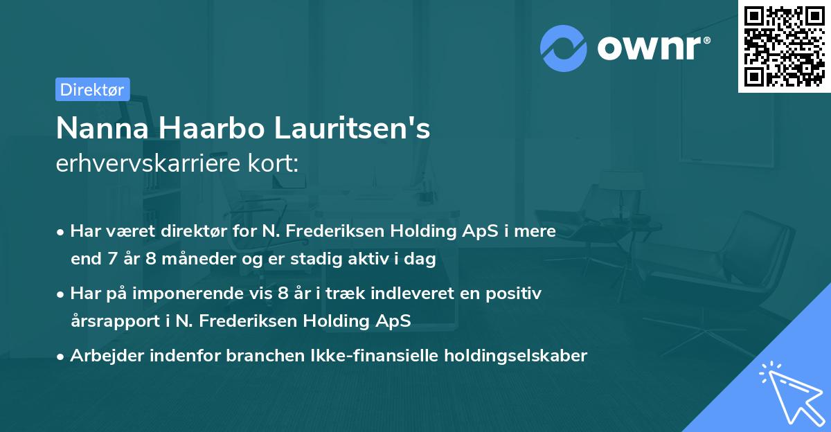 Nanna Haarbo Lauritsen's erhvervskarriere kort