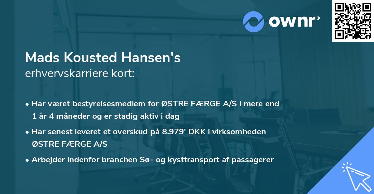 Mads Kousted Hansen's erhvervskarriere kort