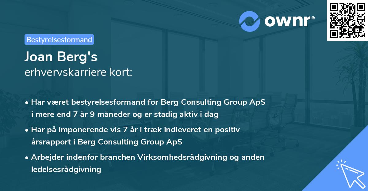 Joan Berg's erhvervskarriere kort