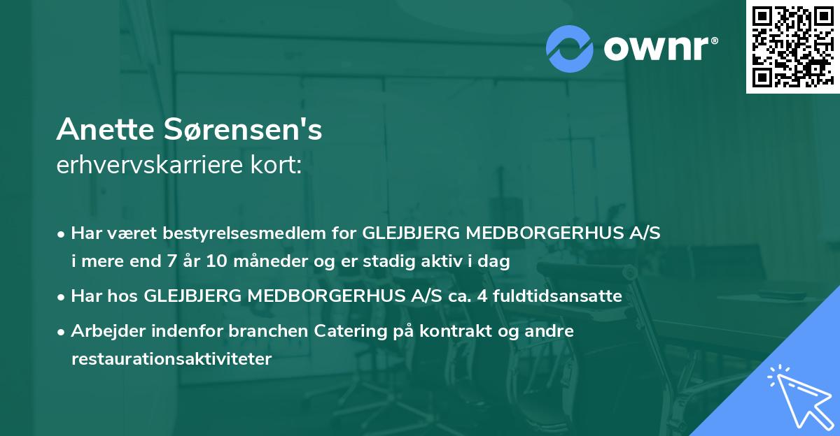 Anette Sørensen's erhvervskarriere kort