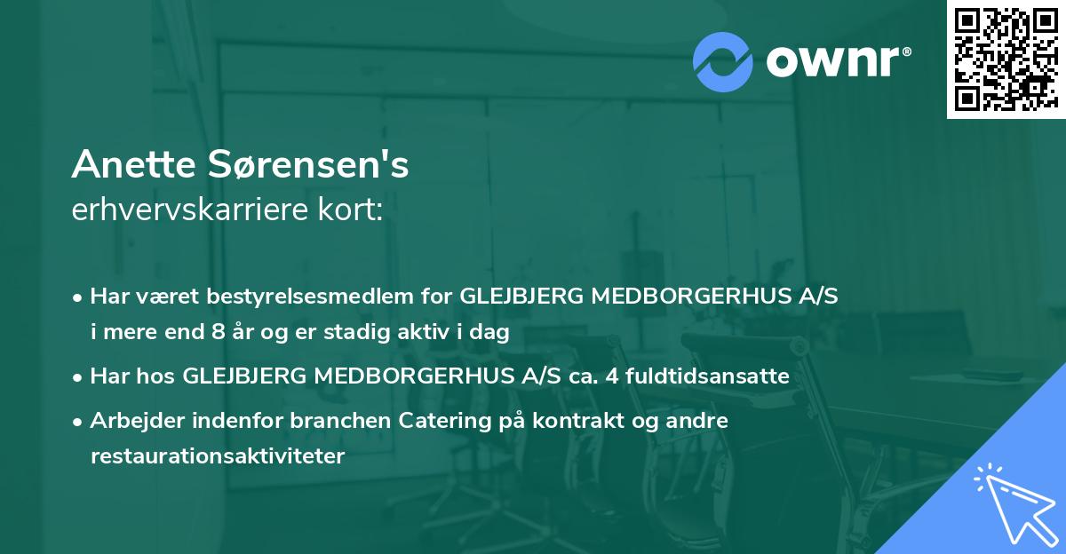Anette Sørensen's erhvervskarriere kort