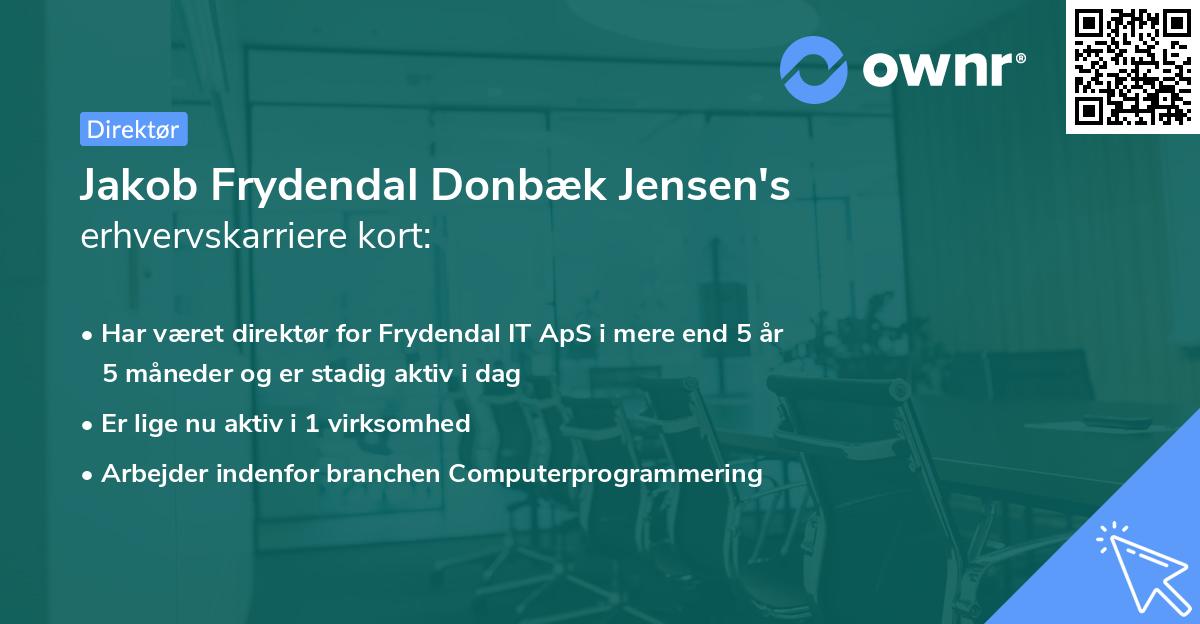 Jakob Frydendal Donbæk Jensen's erhvervskarriere kort