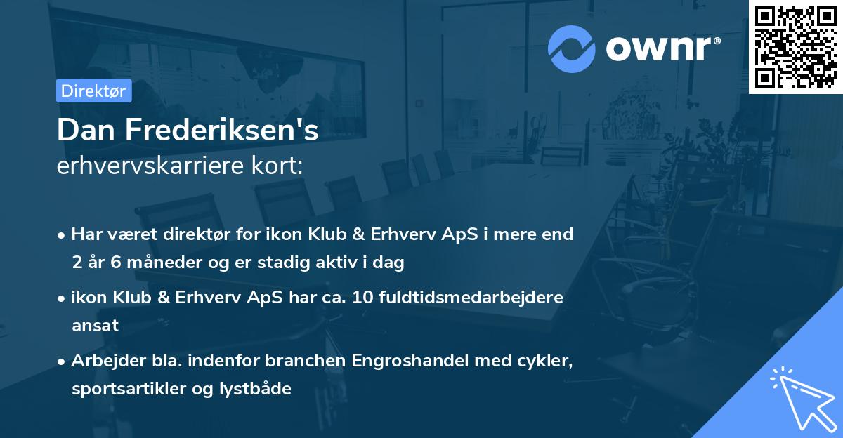 Dan Frederiksen's erhvervskarriere kort