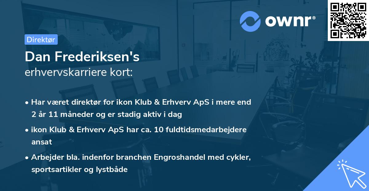 Dan Frederiksen's erhvervskarriere kort