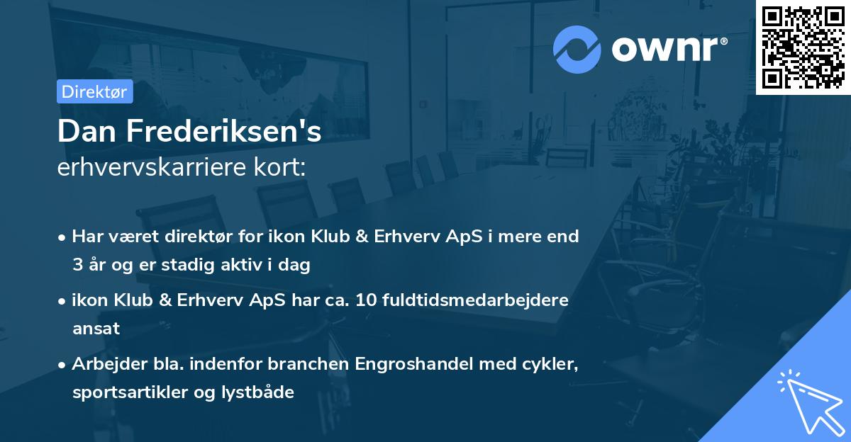 Dan Frederiksen's erhvervskarriere kort