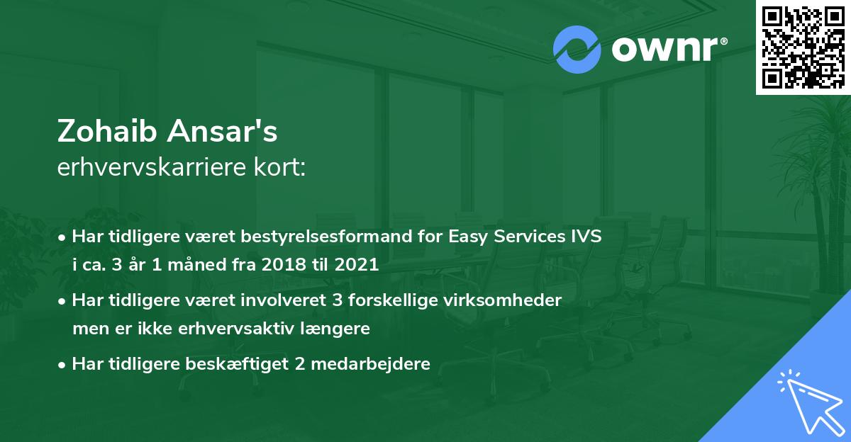 Zohaib Ansar's erhvervskarriere kort
