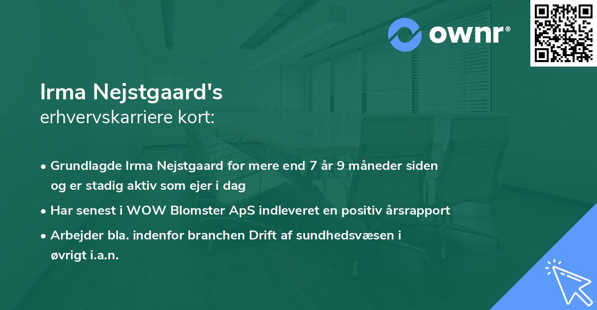 Irma Nejstgaard's erhvervskarriere kort