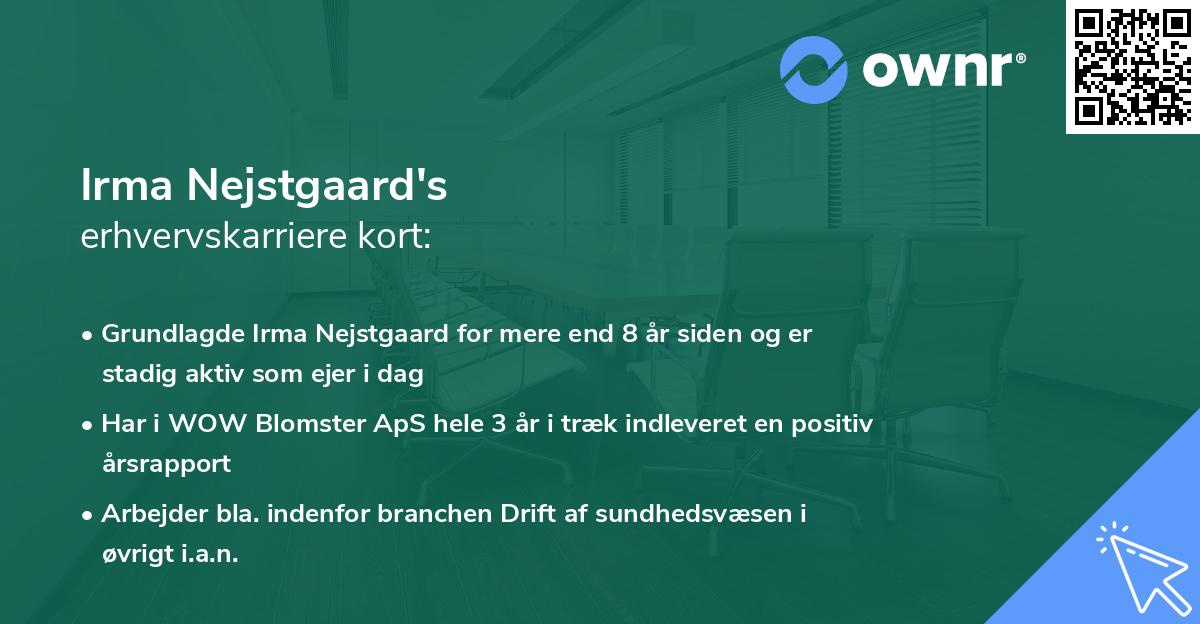 Irma Nejstgaard's erhvervskarriere kort