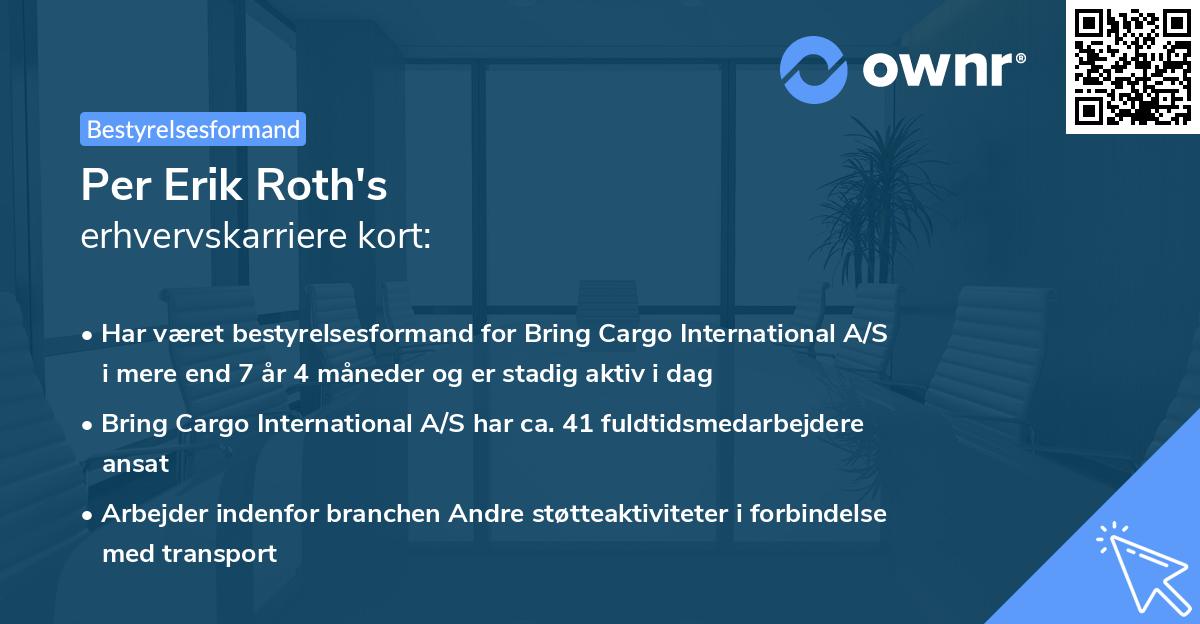 Per Erik Roth's erhvervskarriere kort