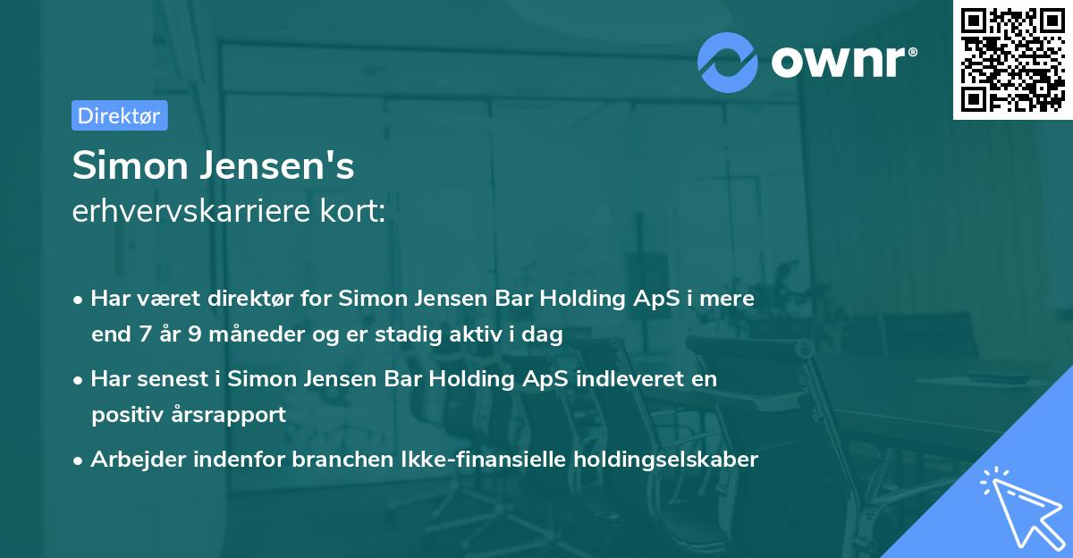 Simon Jensen's erhvervskarriere kort