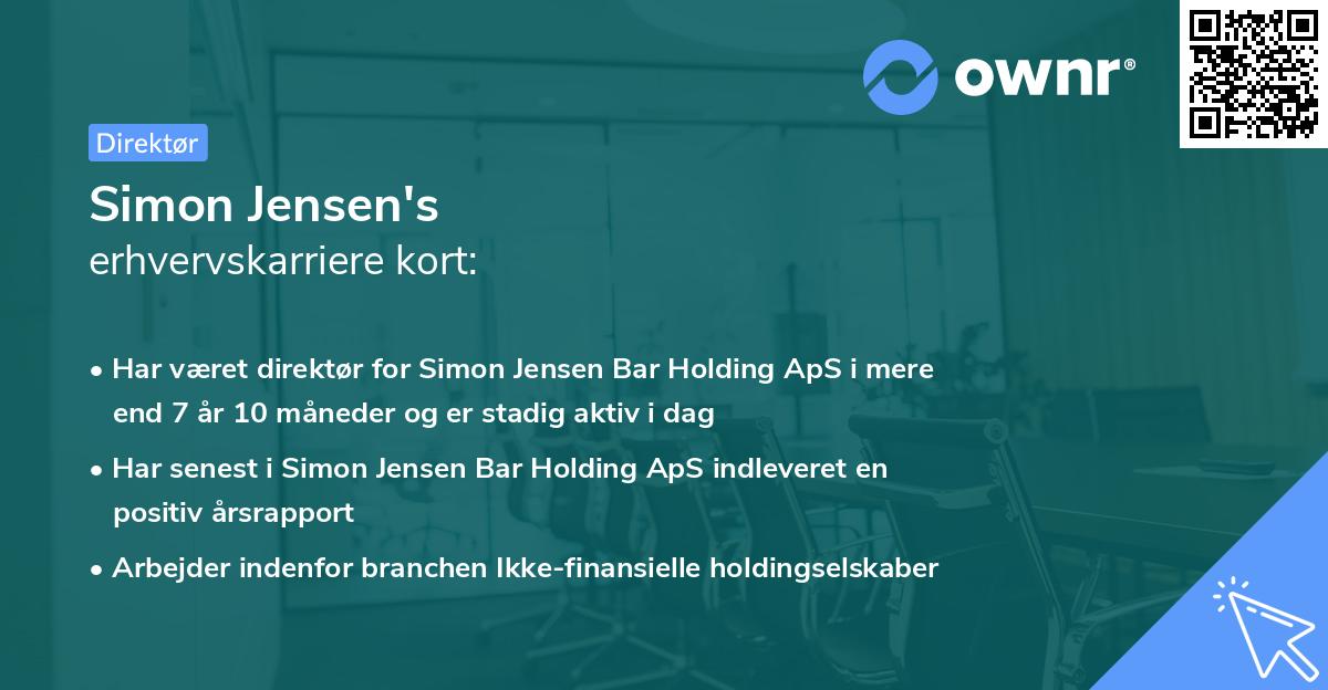 Simon Jensen's erhvervskarriere kort