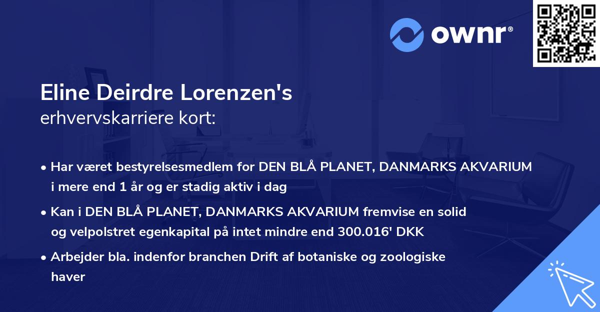 Eline Deirdre Lorenzen's erhvervskarriere kort