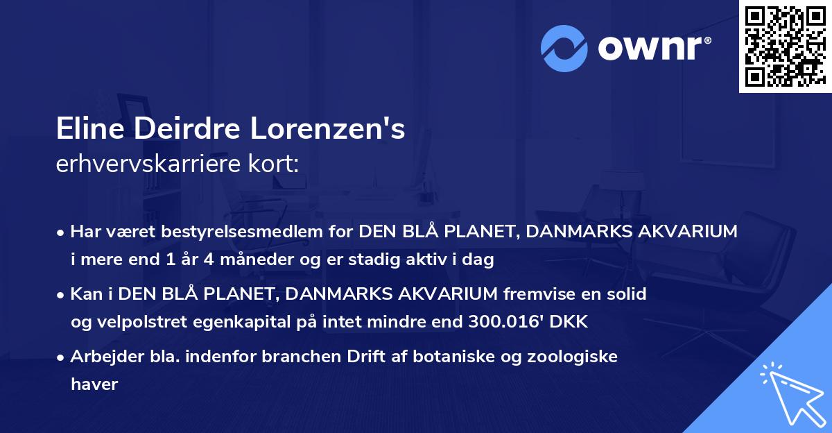 Eline Deirdre Lorenzen's erhvervskarriere kort