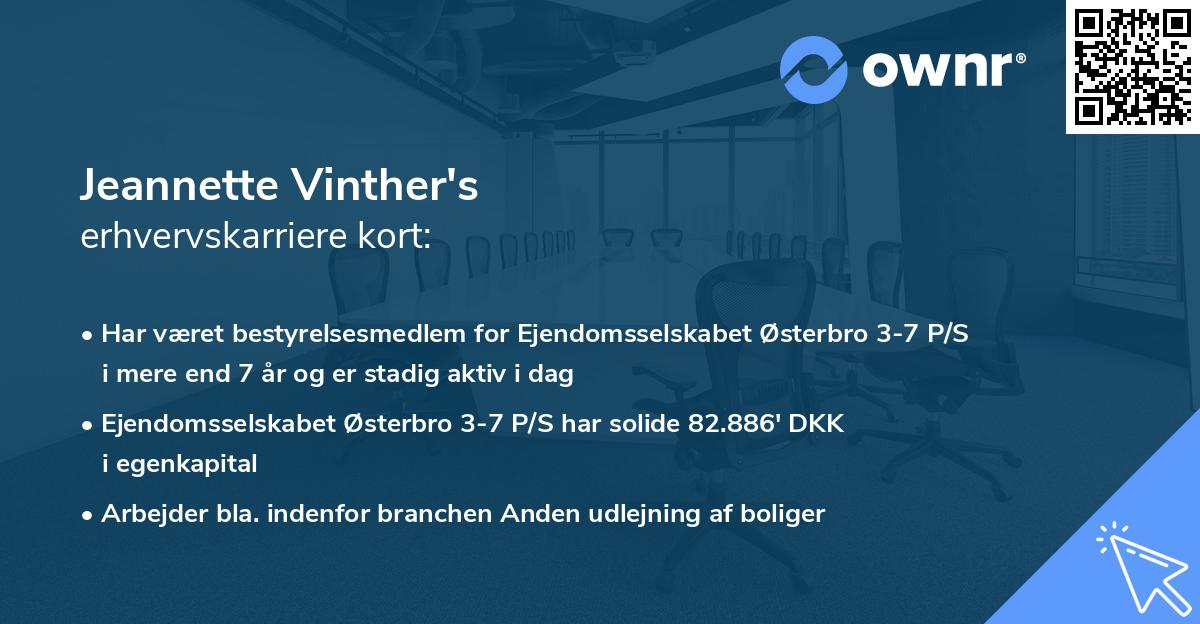 Jeannette Vinther's erhvervskarriere kort