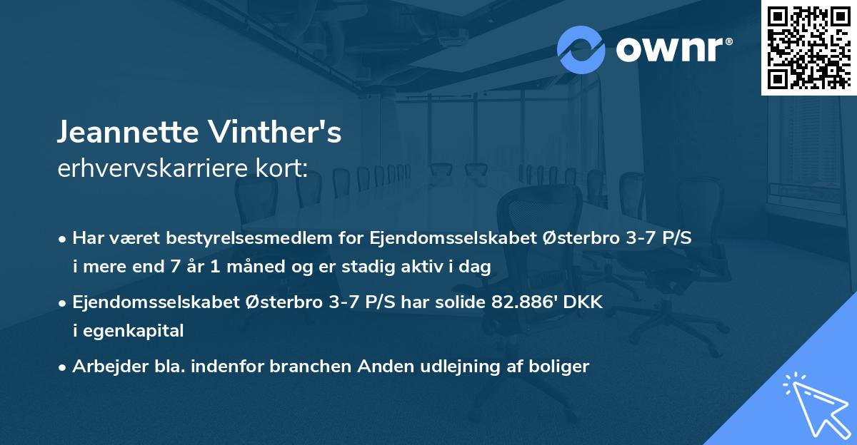 Jeannette Vinther's erhvervskarriere kort