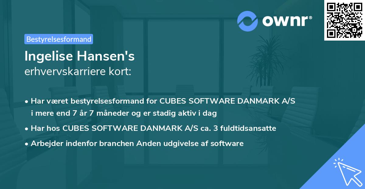 Ingelise Hansen's erhvervskarriere kort