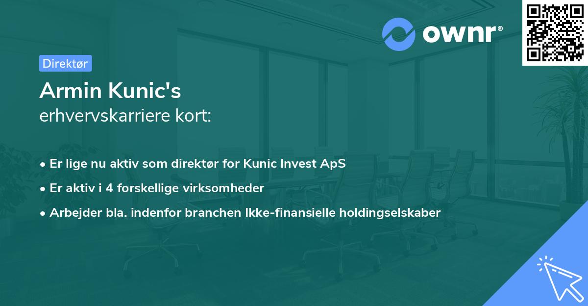 Armin Kunic's erhvervskarriere kort