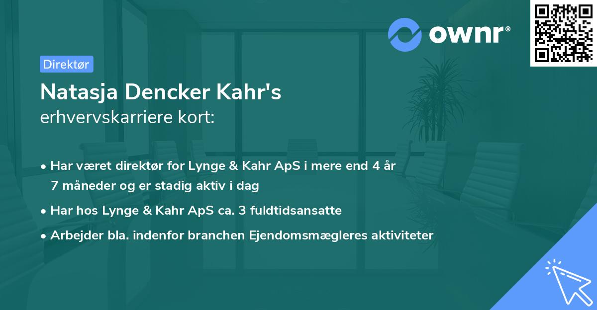 Natasja Dencker Kahr's erhvervskarriere kort