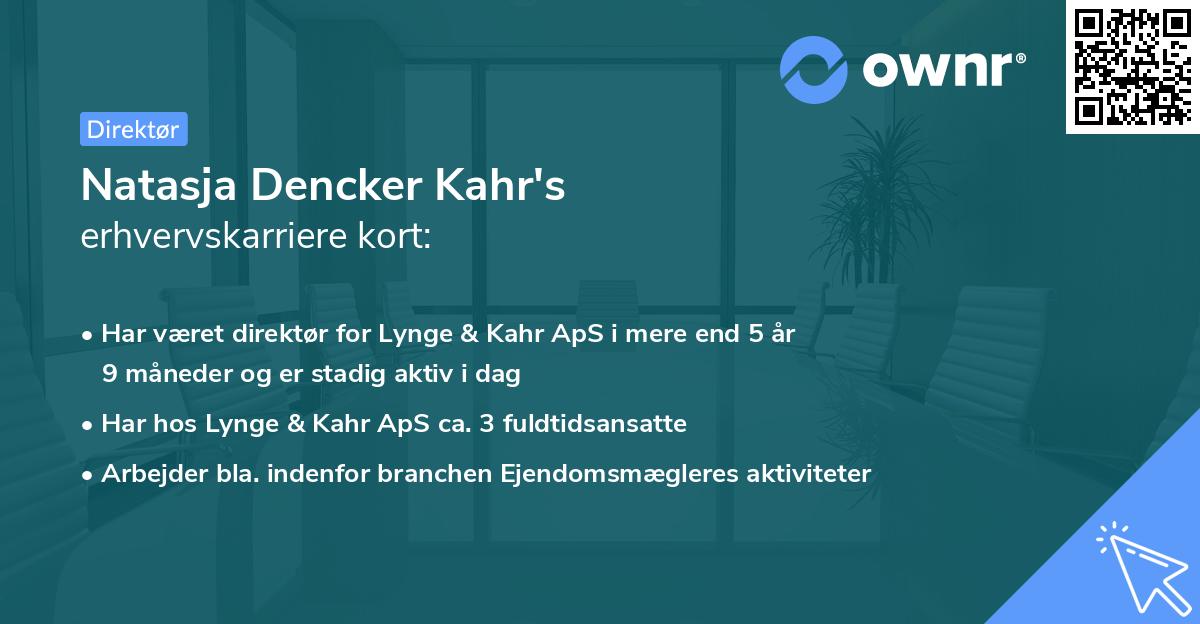 Natasja Dencker Kahr's erhvervskarriere kort