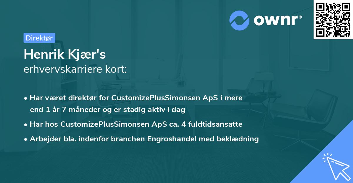 Henrik Kjær's erhvervskarriere kort