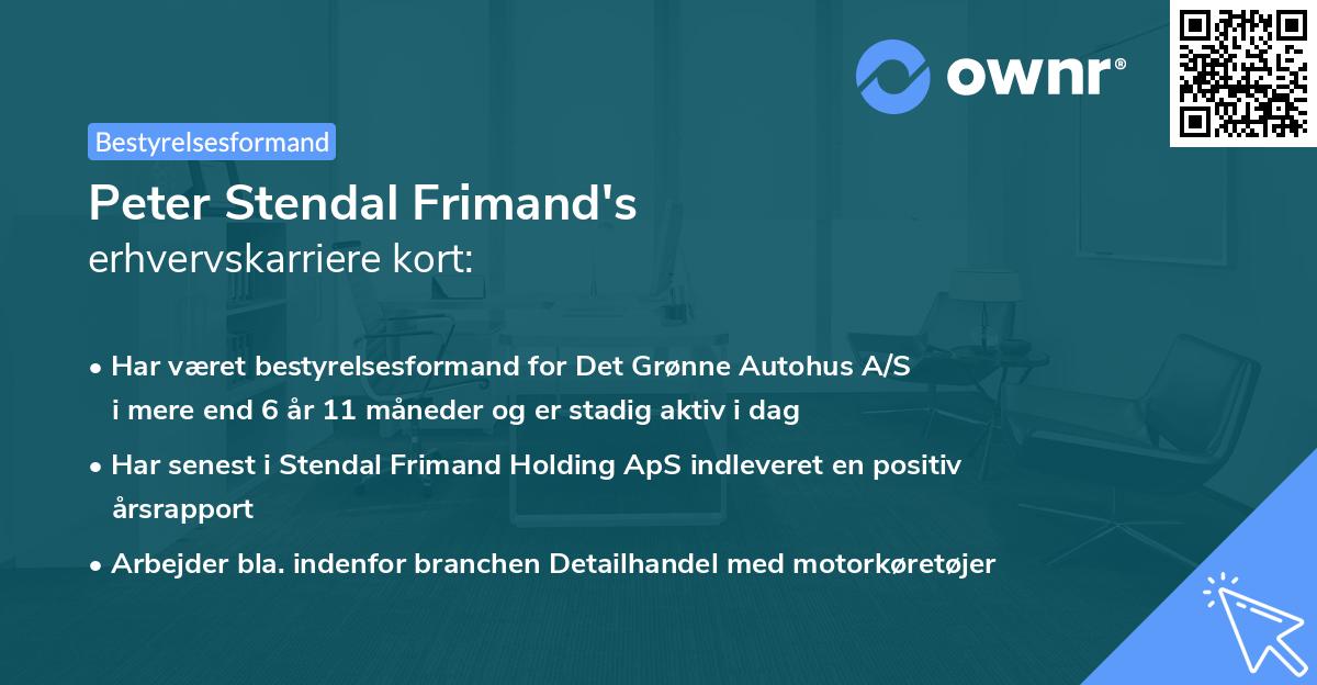 Peter Stendal Frimand's erhvervskarriere kort