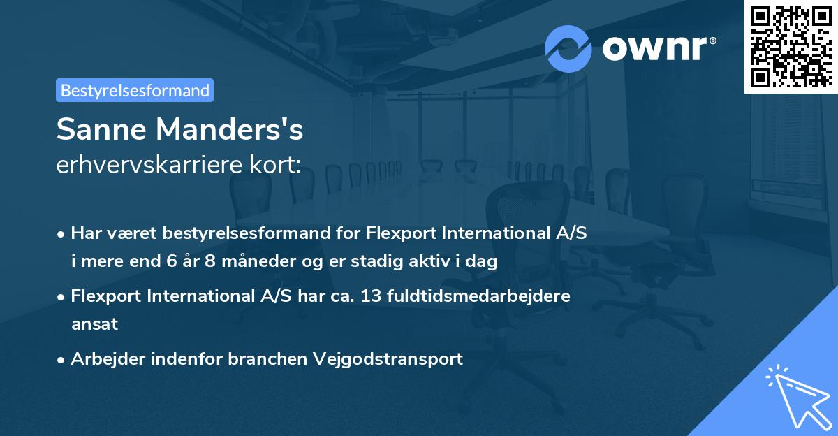 Sanne Manders's erhvervskarriere kort