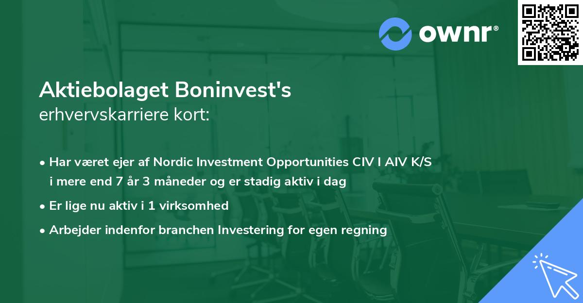 Aktiebolaget Boninvest's erhvervskarriere kort