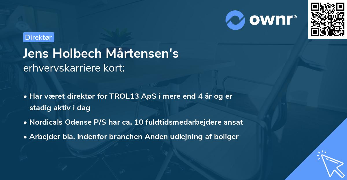 Jens Holbech Mårtensen's erhvervskarriere kort