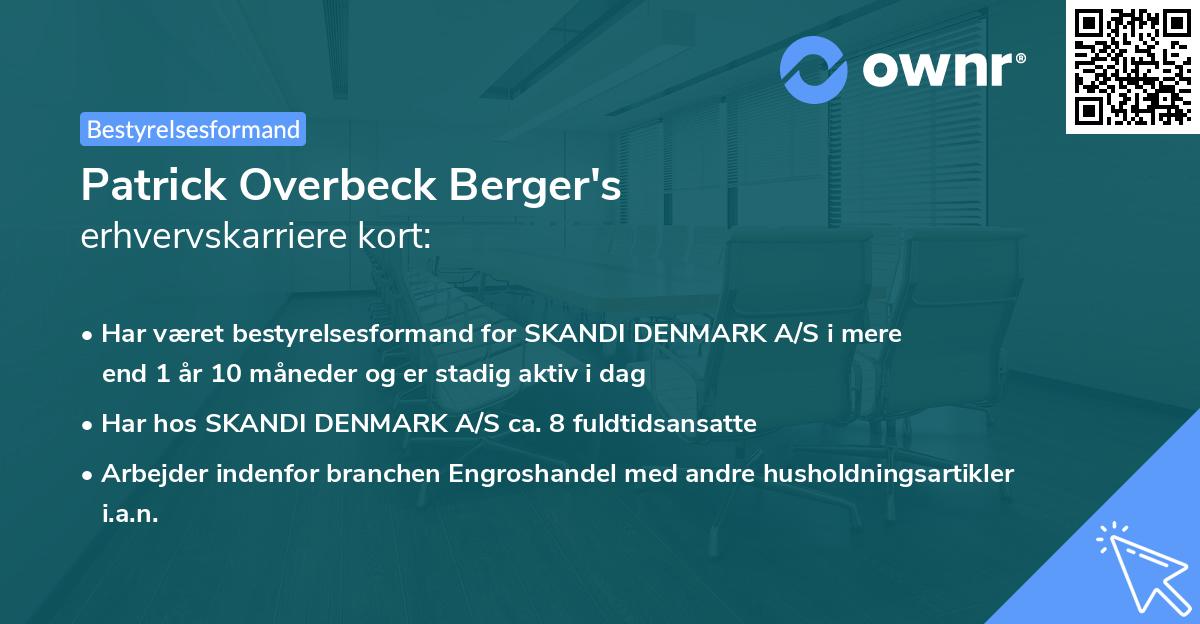 Patrick Overbeck Berger's erhvervskarriere kort