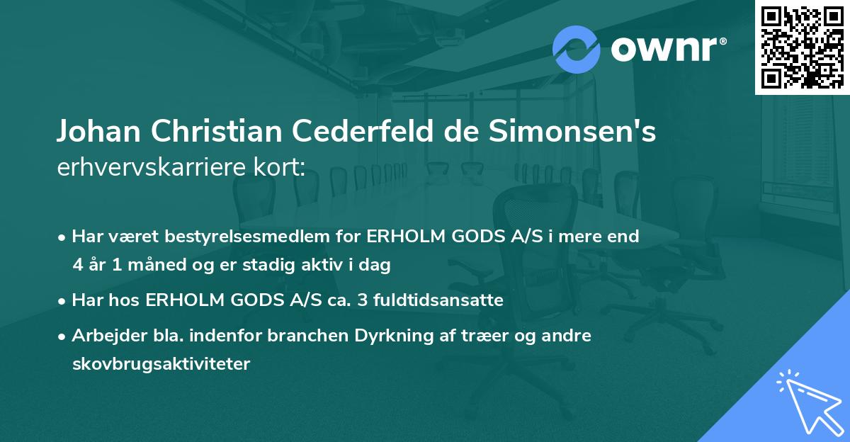 Johan Christian Cederfeld de Simonsen's erhvervskarriere kort