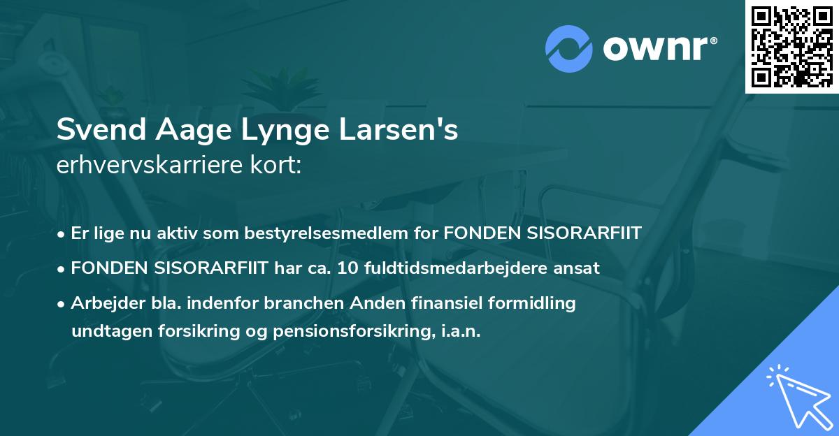 Svend Aage Lynge Larsen's erhvervskarriere kort