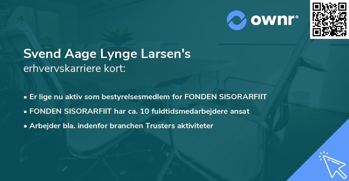 Svend Aage Lynge Larsen's erhvervskarriere kort