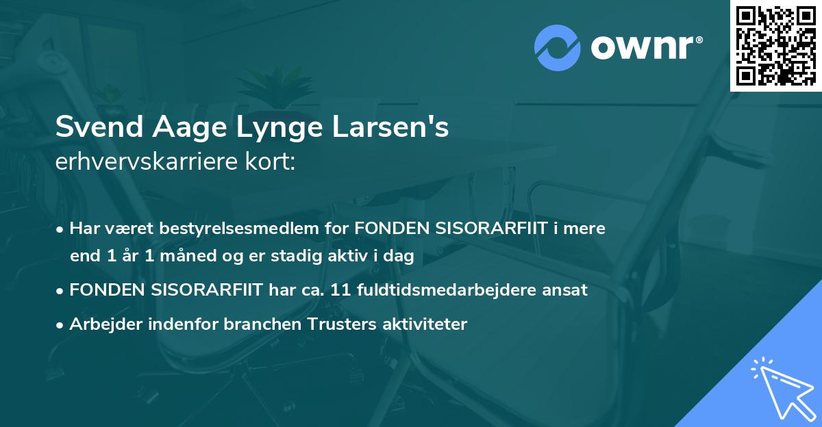 Svend Aage Lynge Larsen's erhvervskarriere kort