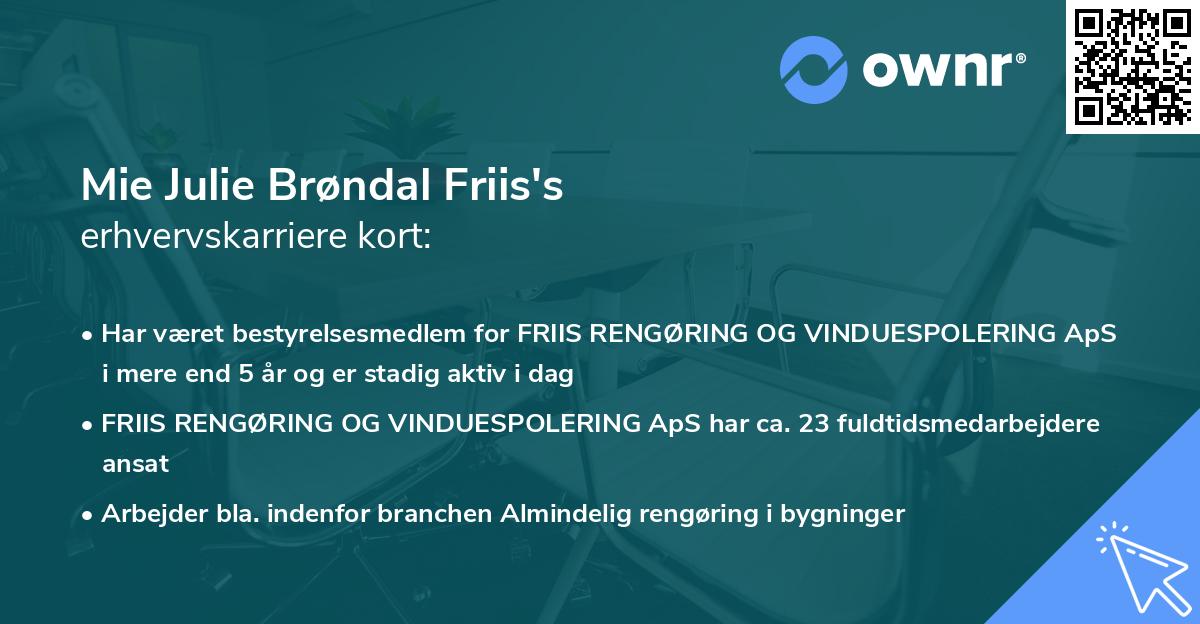 Mie Julie Brøndal Friis's erhvervskarriere kort