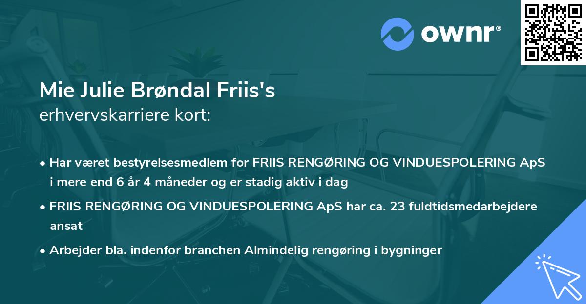 Mie Julie Brøndal Friis's erhvervskarriere kort