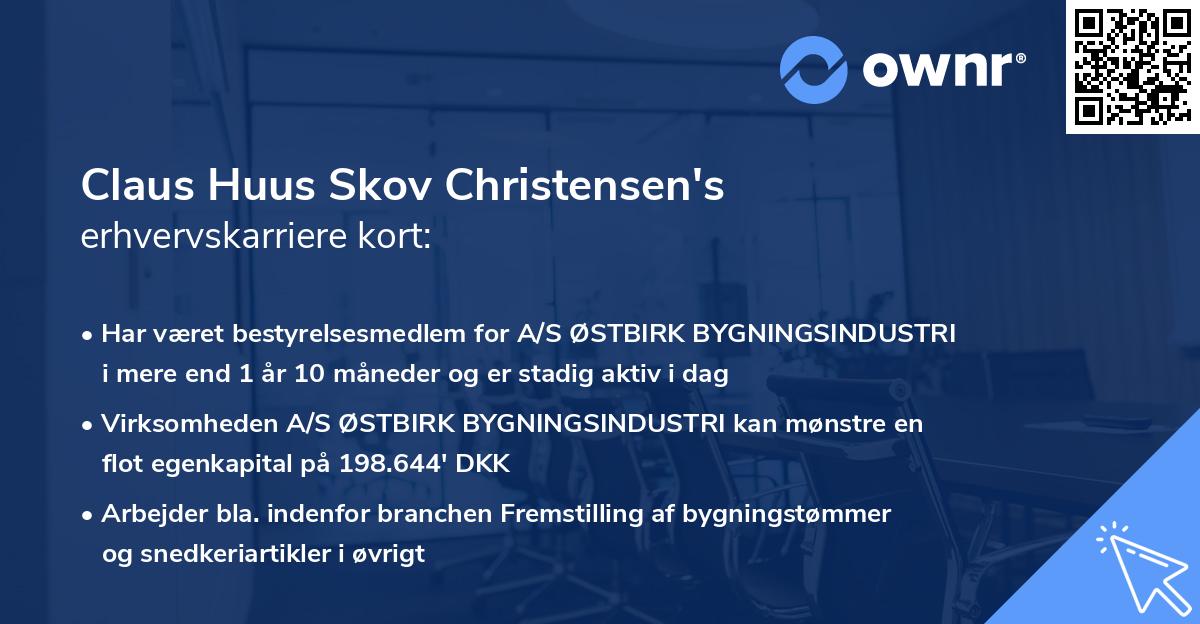 Claus Huus Skov Christensen's erhvervskarriere kort