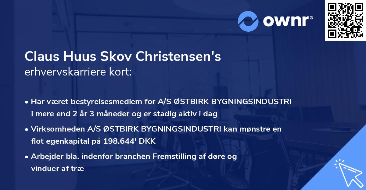 Claus Huus Skov Christensen's erhvervskarriere kort