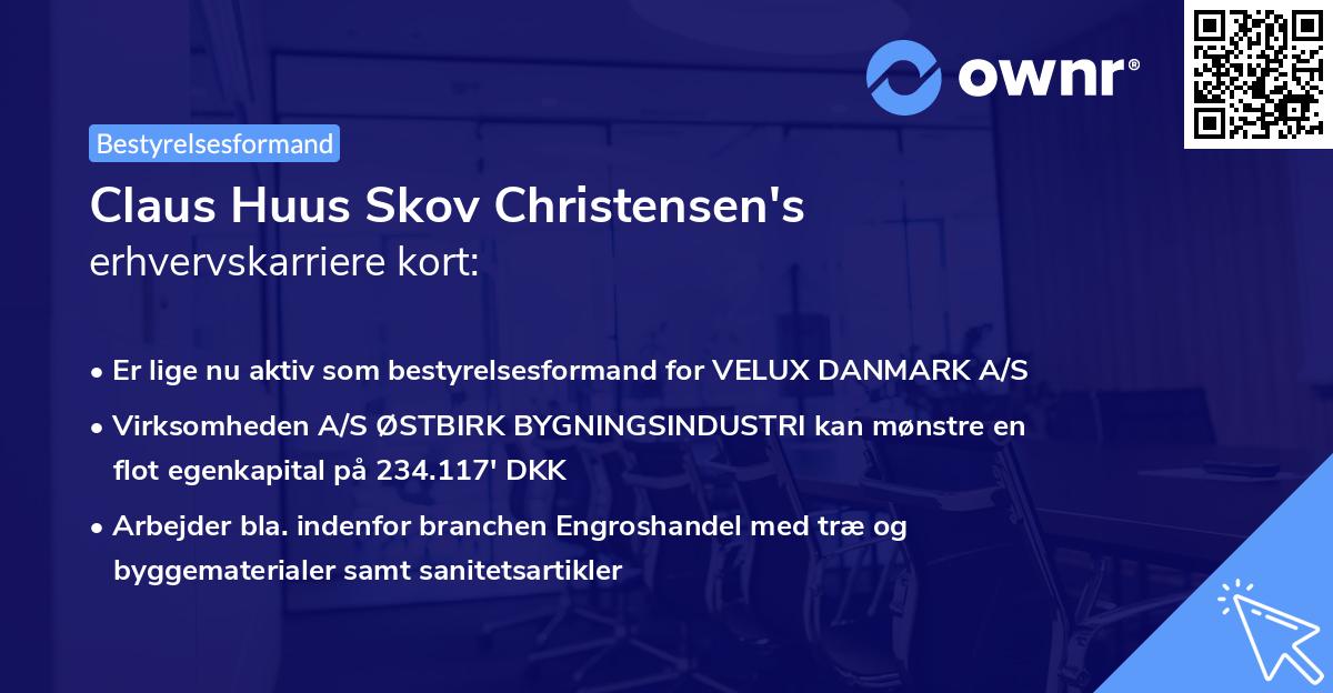 Claus Huus Skov Christensen's erhvervskarriere kort