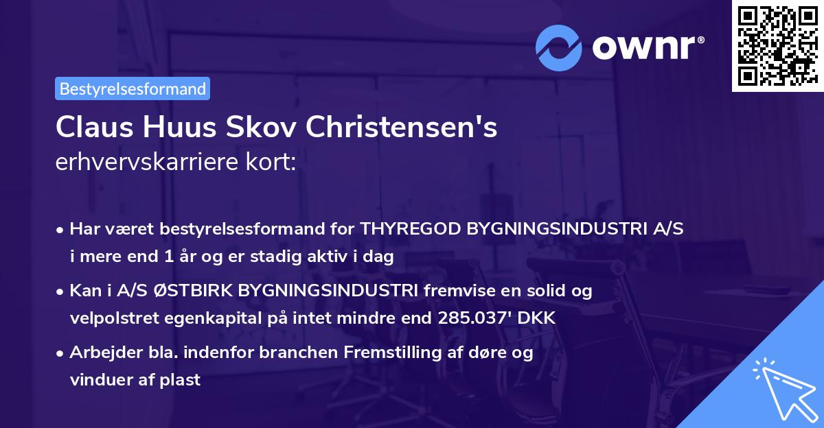 Claus Huus Skov Christensen's erhvervskarriere kort