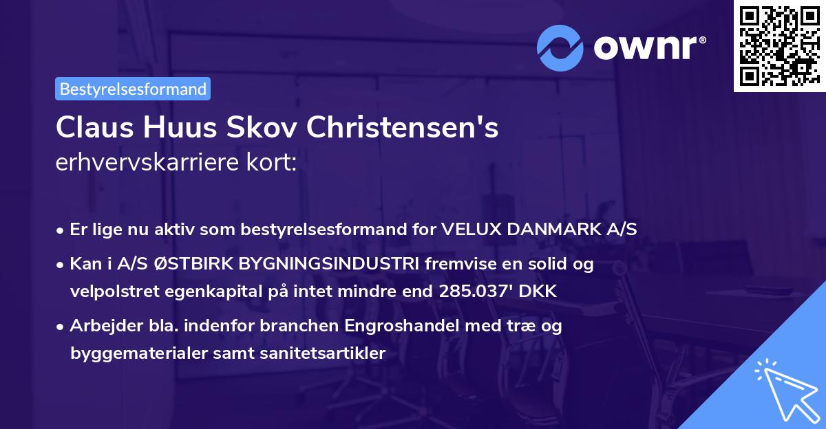 Claus Huus Skov Christensen's erhvervskarriere kort