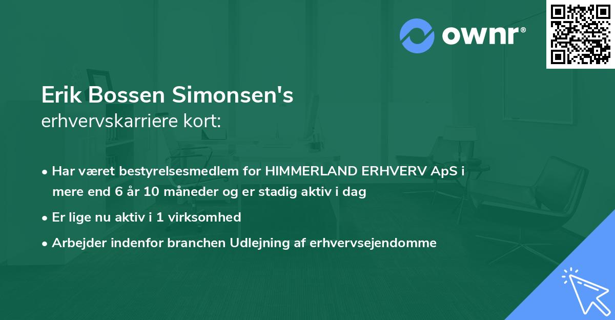 Erik Bossen Simonsen's erhvervskarriere kort