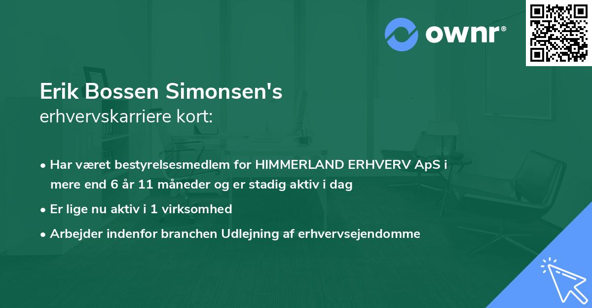 Erik Bossen Simonsen's erhvervskarriere kort