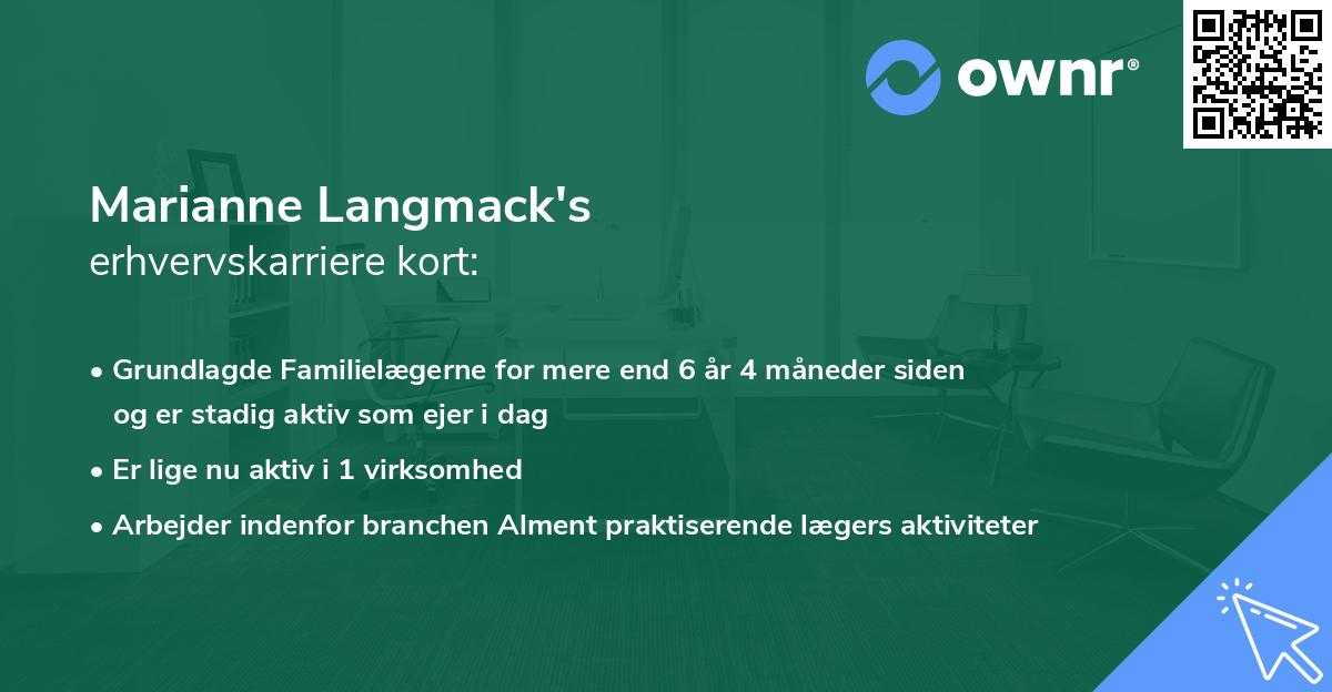 Marianne Langmack's erhvervskarriere kort