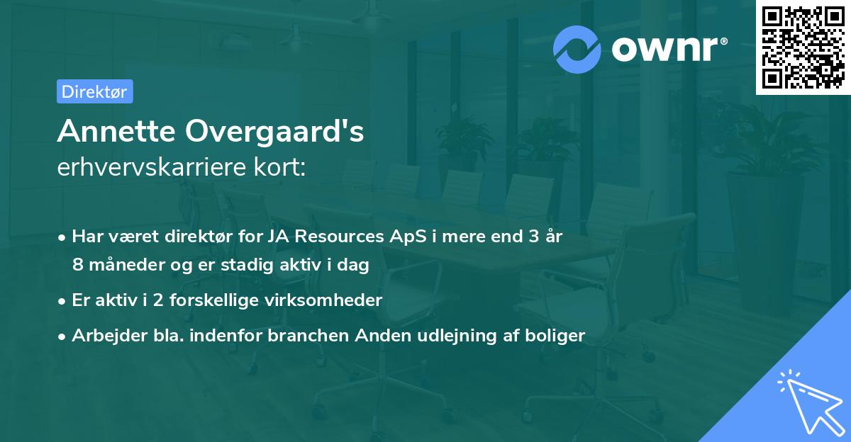 Annette Overgaard's erhvervskarriere kort