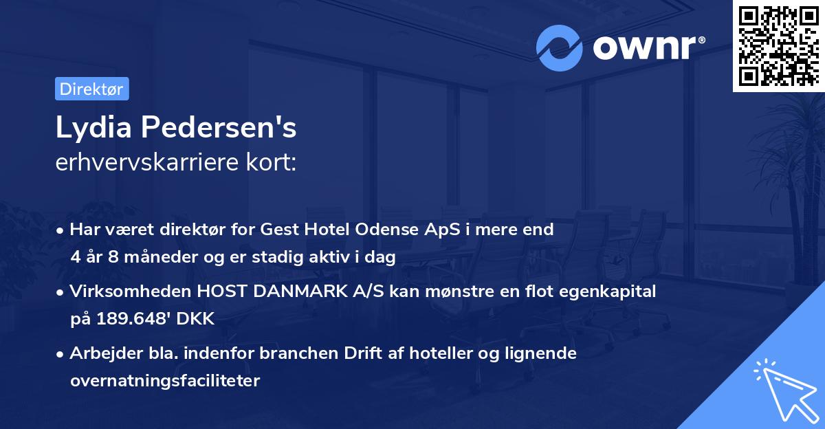 Lydia Pedersen's erhvervskarriere kort