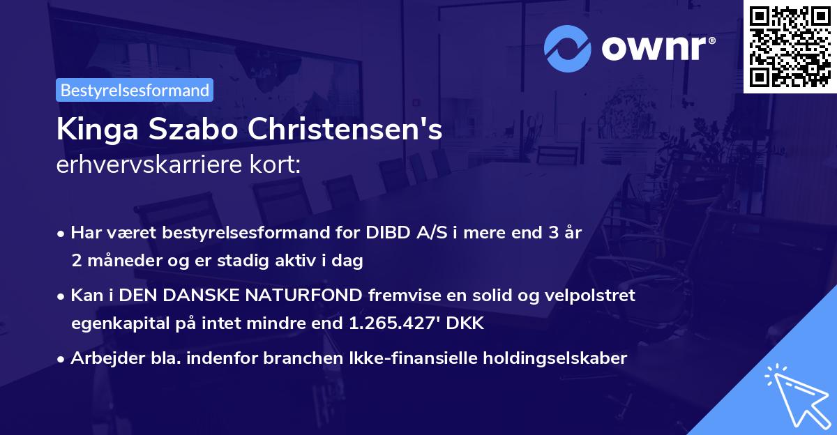 Kinga Szabo Christensen's erhvervskarriere kort