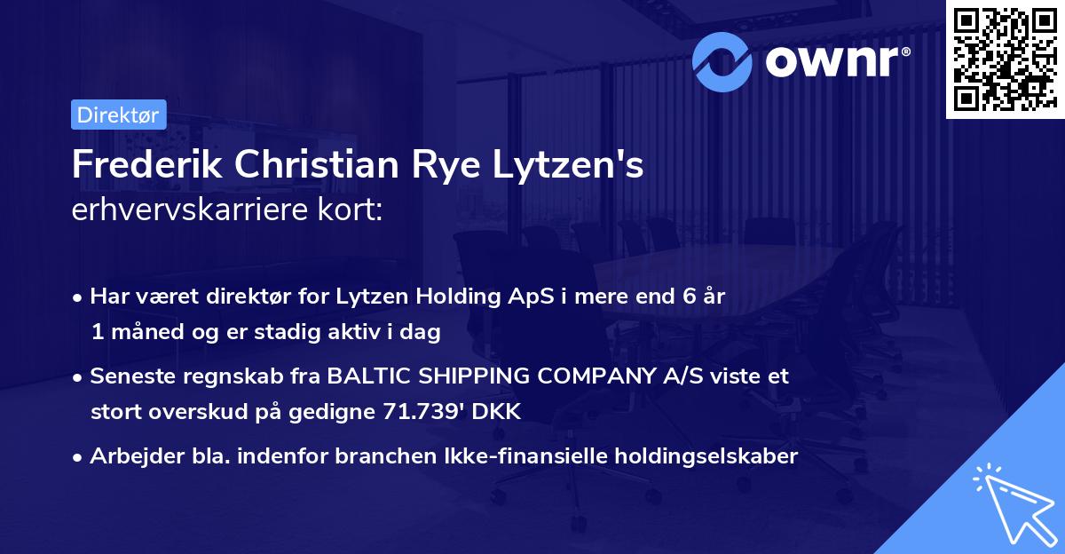 Frederik Christian Rye Lytzen's erhvervskarriere kort