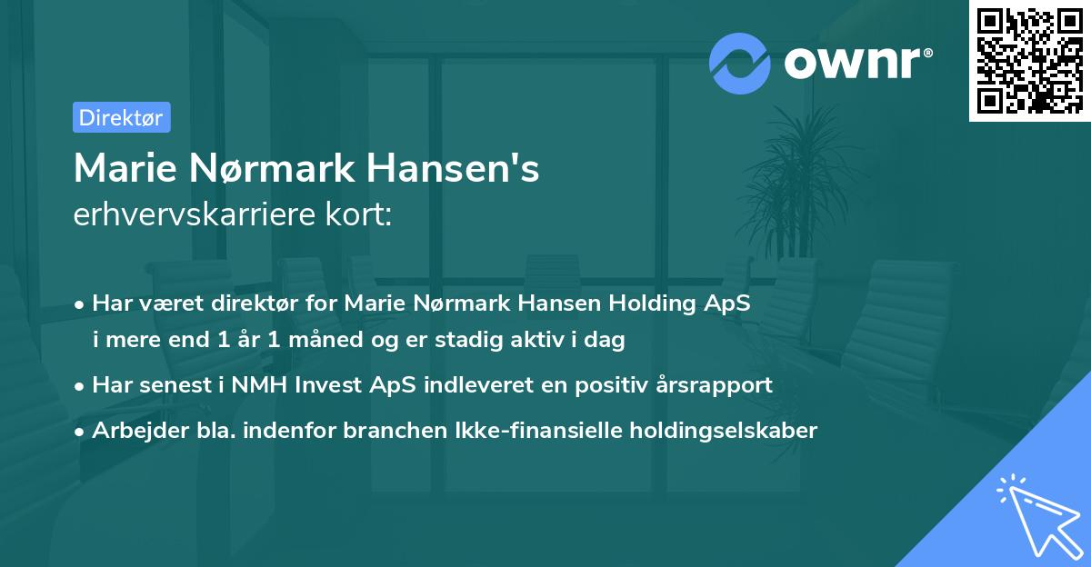 Marie Nørmark Hansen's erhvervskarriere kort