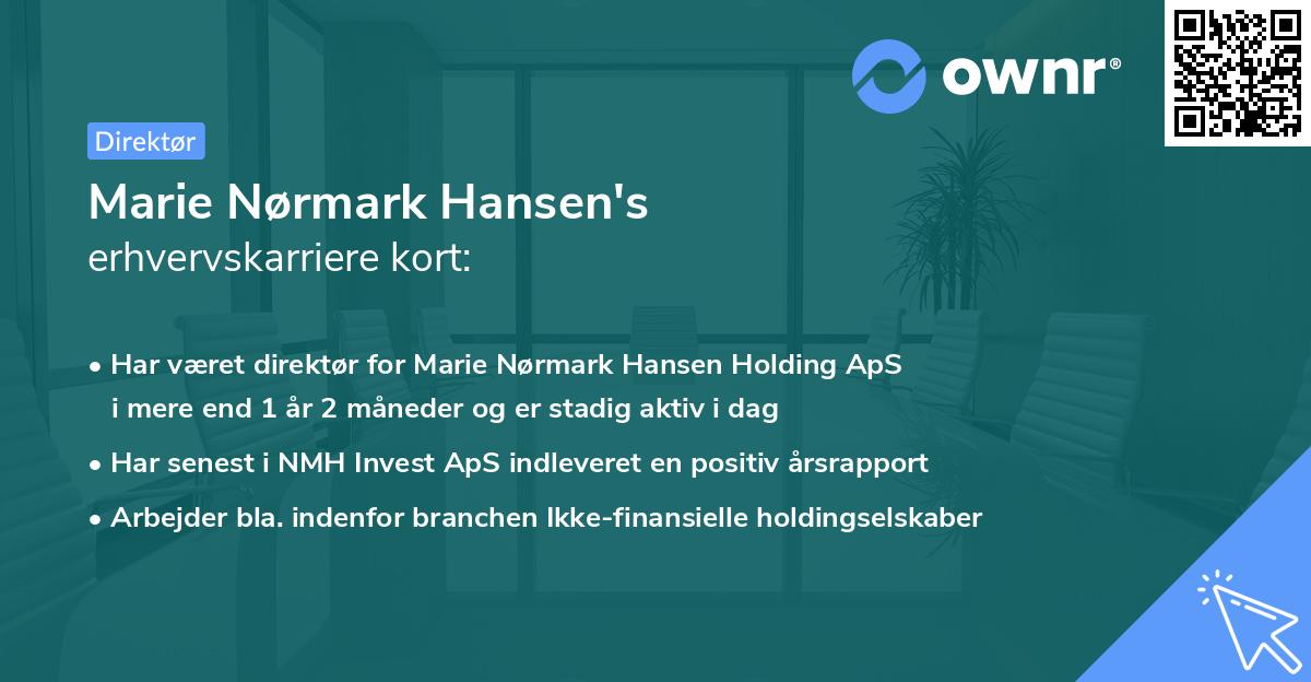 Marie Nørmark Hansen's erhvervskarriere kort