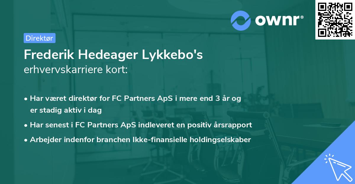 Frederik Hedeager Lykkebo's erhvervskarriere kort